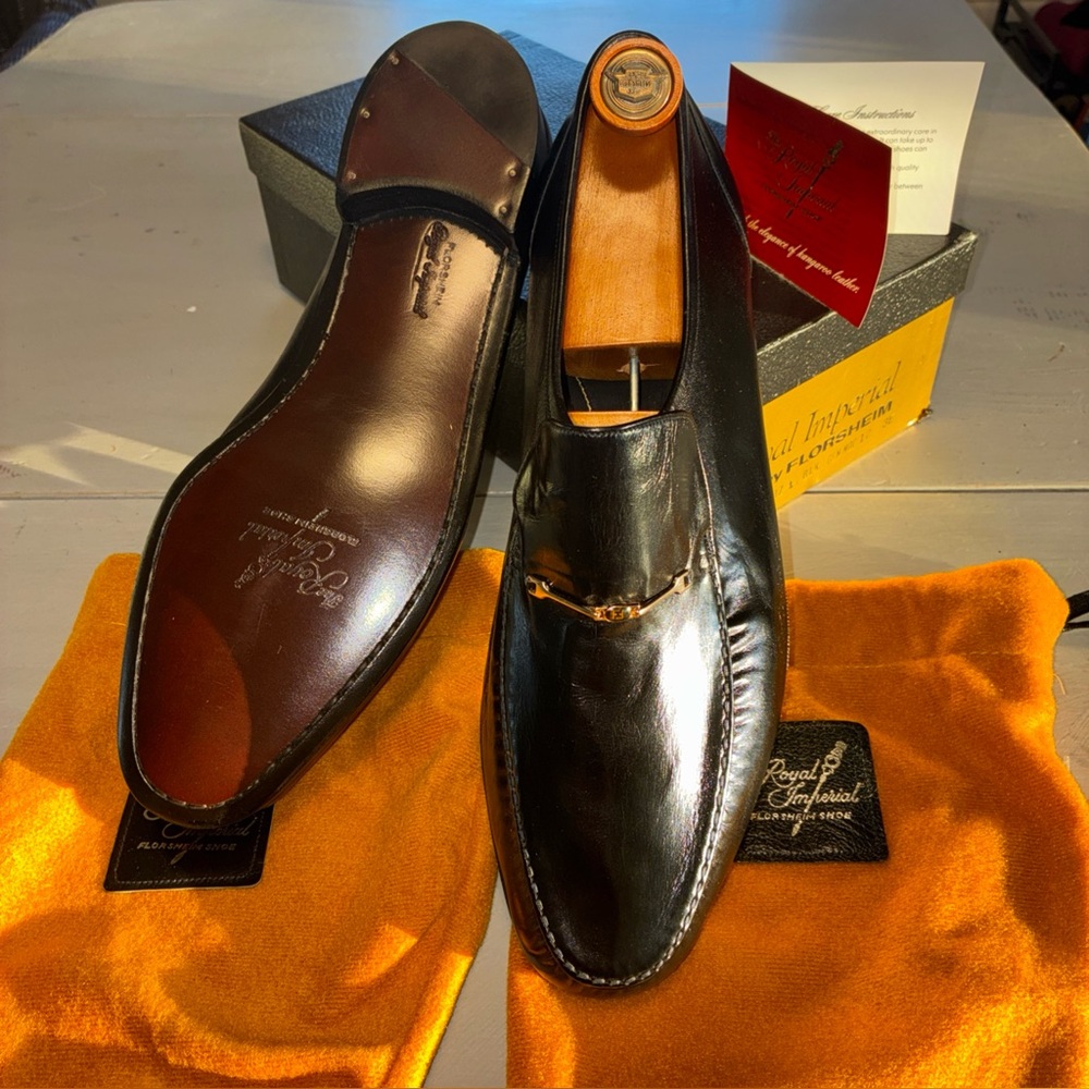 Vintage Florsheim Loafers #96085 12 3E - Royal Imperial Bk Kangaroo New in Box